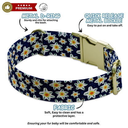 Bright Floral Dog Collar Custom NamePlate Collar Spring Garden Puppy ID Tag Gift (OG-487)
