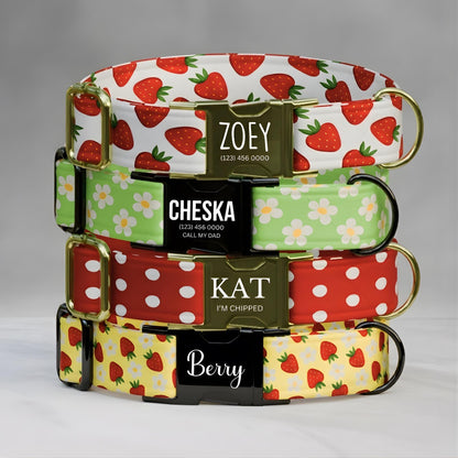 Strawberry Personalized Dog Collar & Leash Set