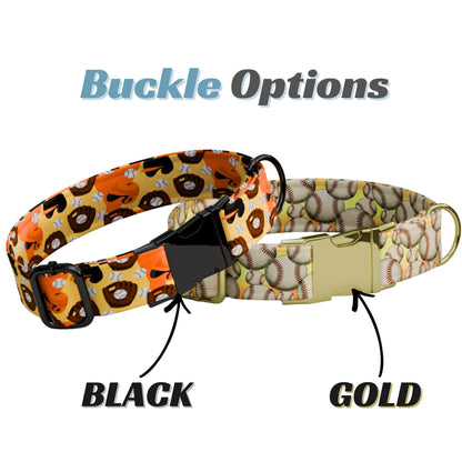 Baseball Personalized Dog Collar & Leash Set Custom Sports Collar Game Day Pet ID (OG-541)