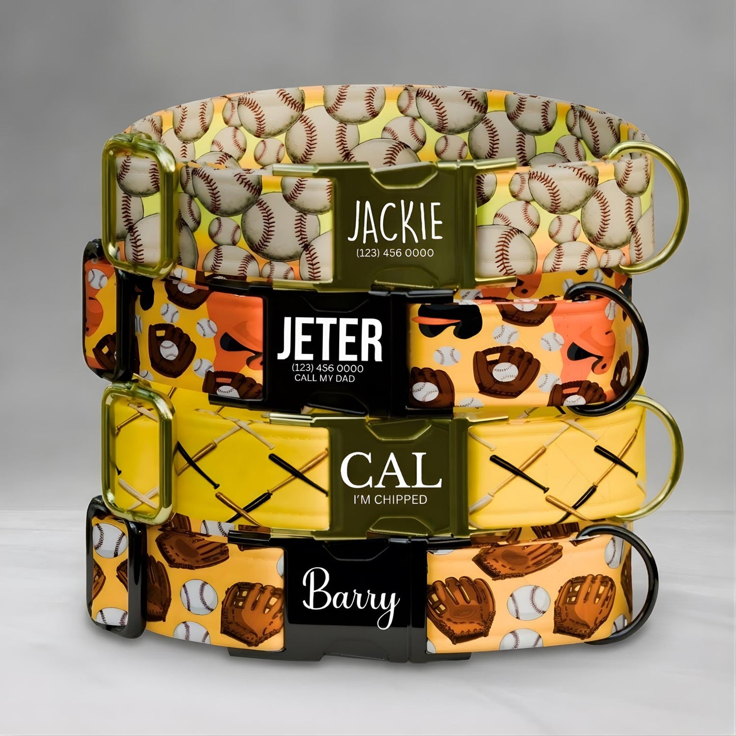Baseball Personalized Dog Collar & Leash Set Custom Sports Collar Game Day Pet ID (OG-541)