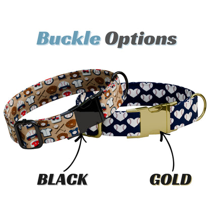 Personalized Baseball Dog Collar with Leash: Custom USA Handmade Sports Collar (OG-544)