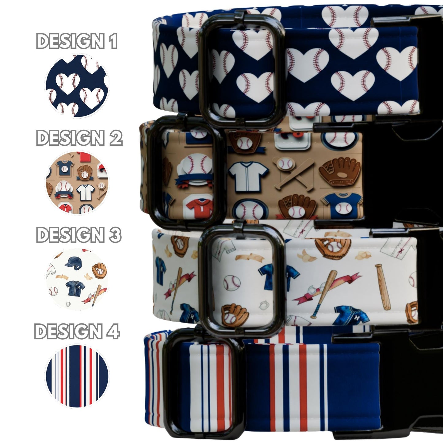 Personalized Baseball Dog Collar with Leash: Custom USA Handmade Sports Collar (OG-544)