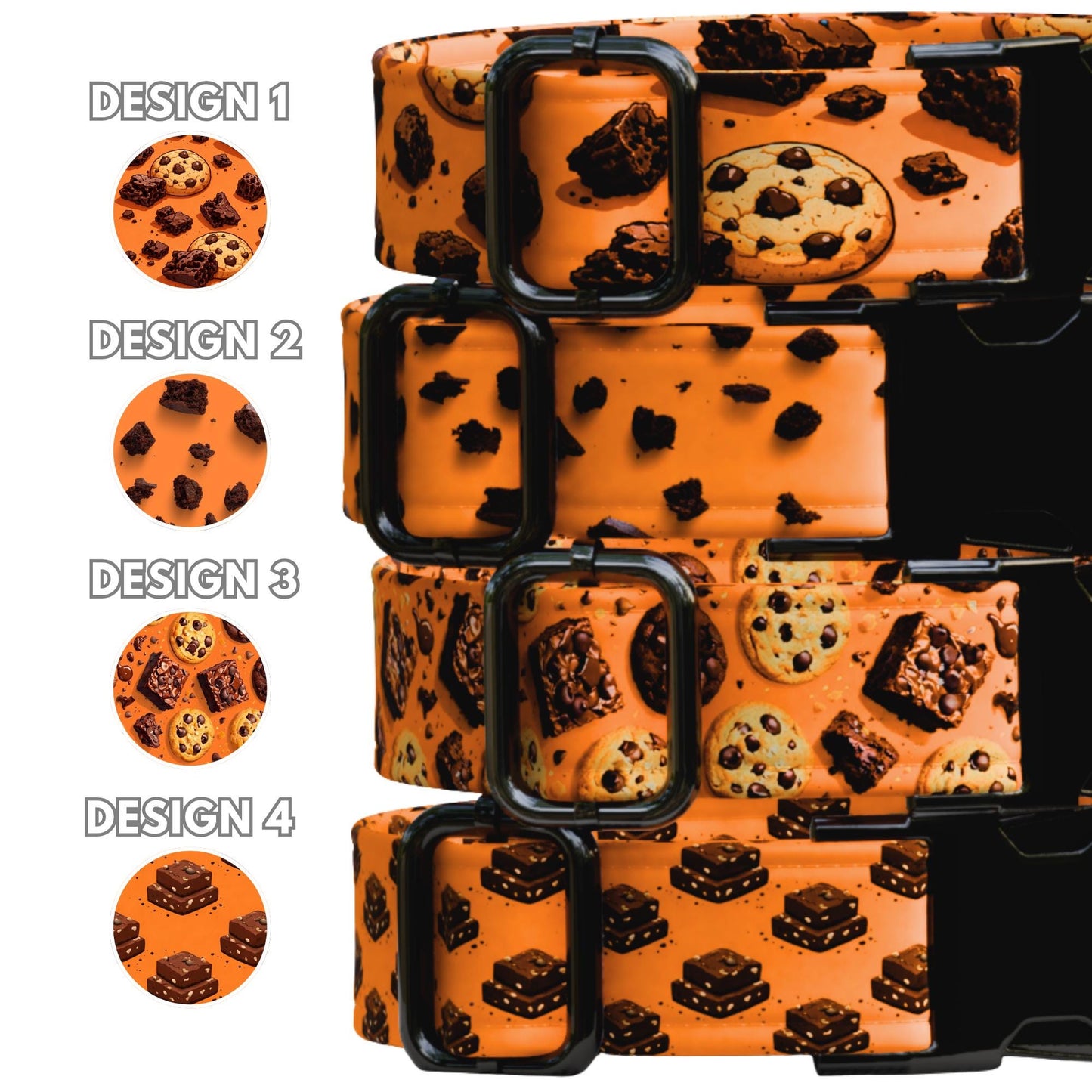 Sweet Treat  Brownie & Cookie Print Personalized Dog Collar Leash Set Handmade USA (OG-548)