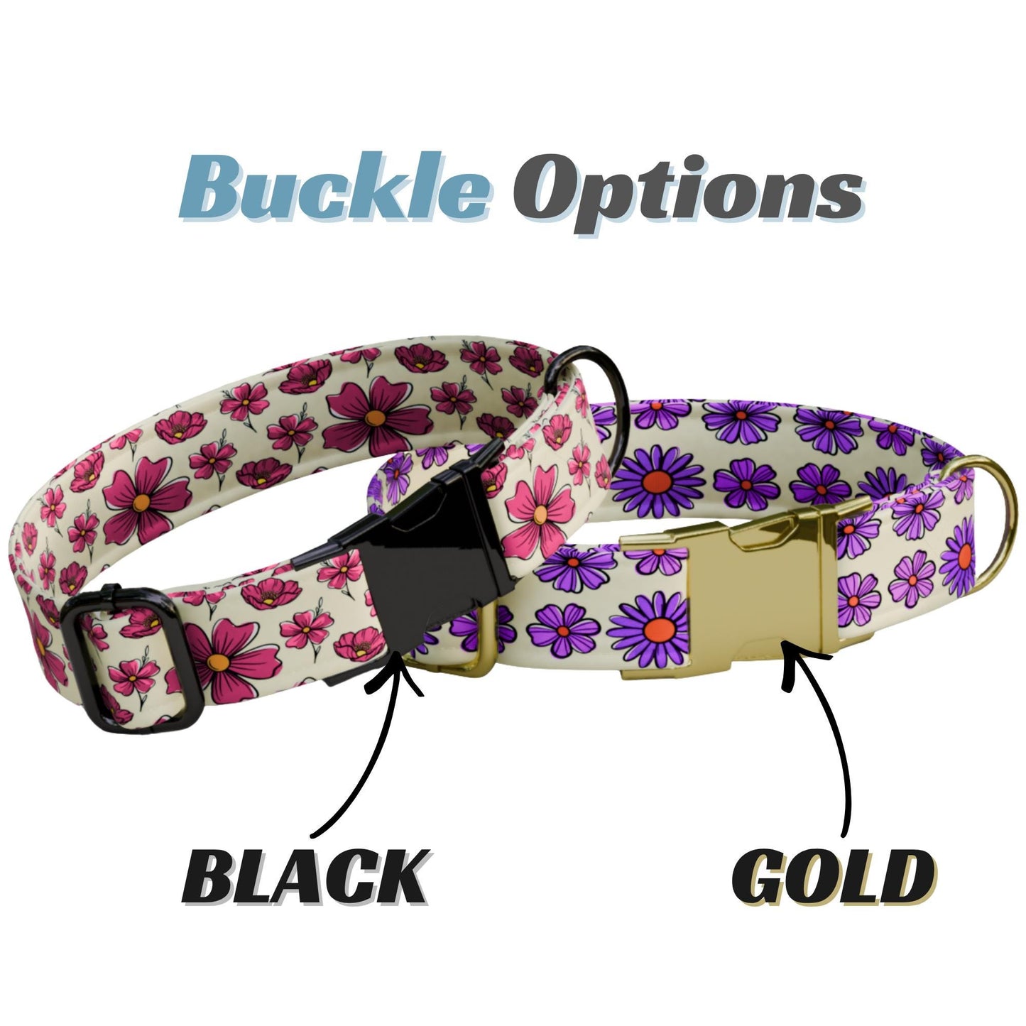 Floral Personalized Dog Collar & Leash Set Custom Daisy Print Girly Puppy Collar Gift (OG-549)