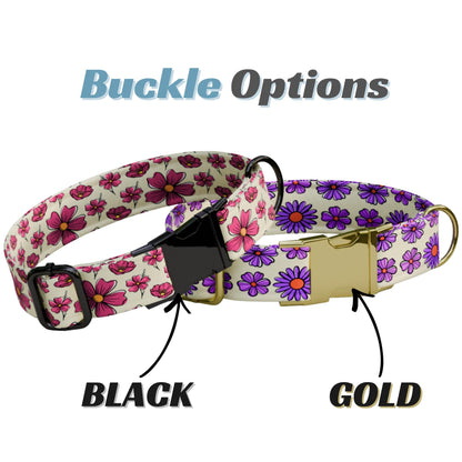 Floral Personalized Dog Collar & Leash Set Custom Daisy Print Girly Puppy Collar Gift (OG-549)