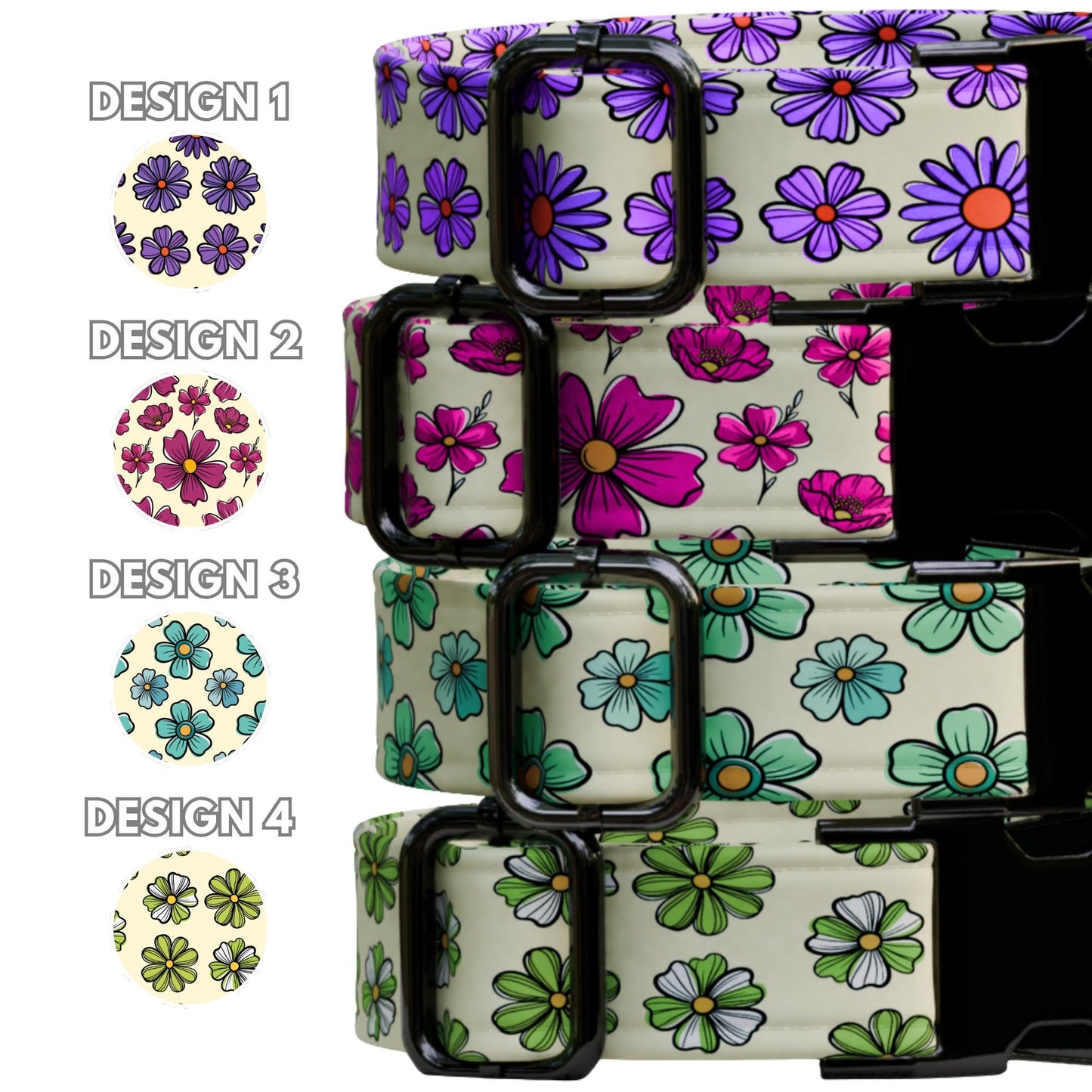 Floral Personalized Dog Collar & Leash Set Custom Daisy Print Girly Puppy Collar Gift (OG-549)
