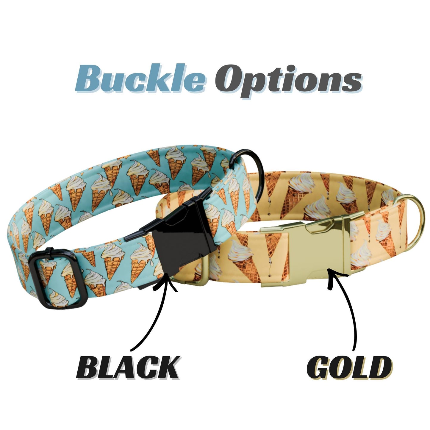 Ice Cream Dog Collar Custom Name Summer Dessert Pattern Pet Collar Puppy Gift (OG-497)