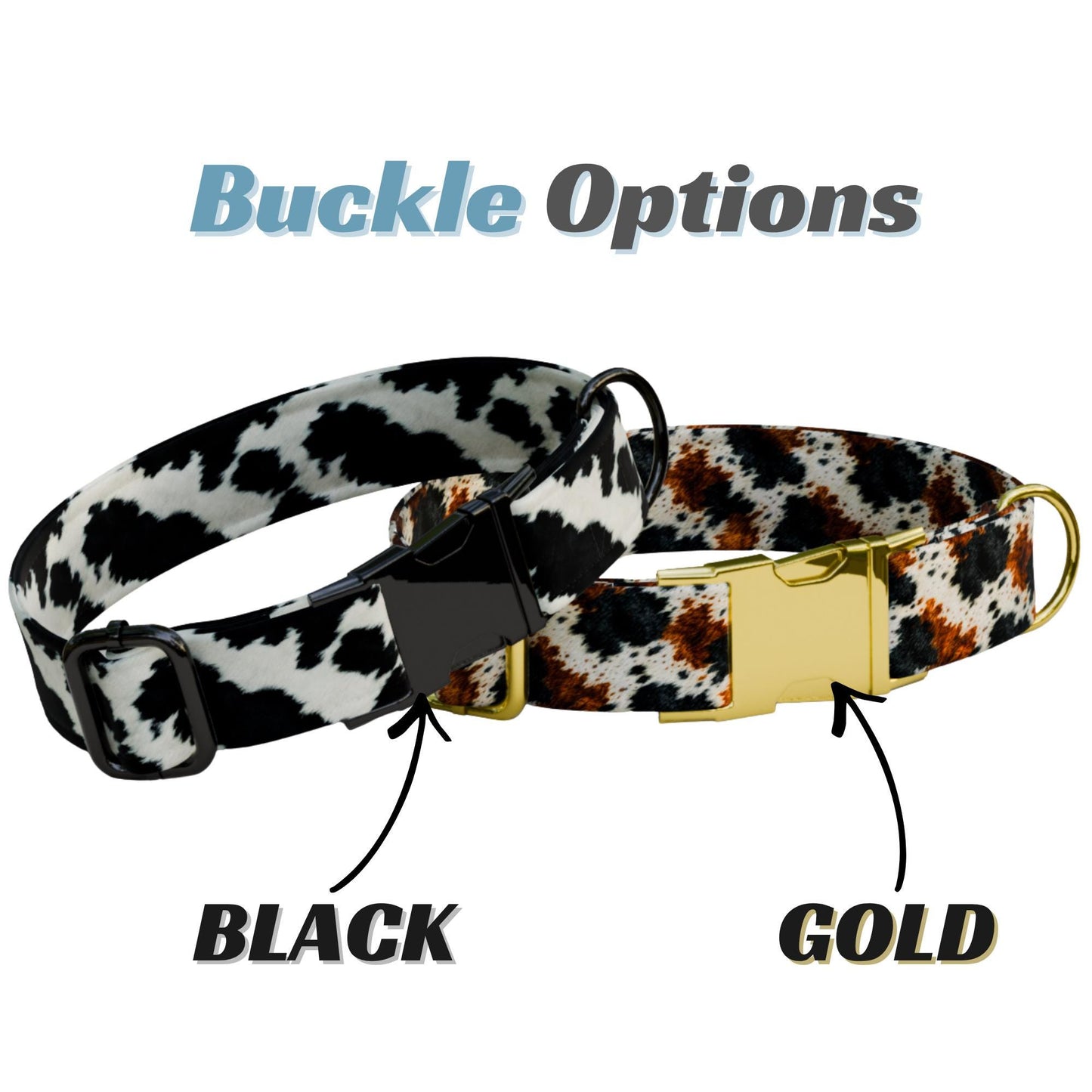Cow Print Personalized Dog Collar  & Leash Set Custom Trendy Western Puppy Collar (OG-550)
