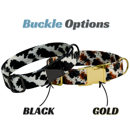 Cow Print Personalized Dog Collar  & Leash Set Custom Trendy Western Puppy Collar (OG-550)