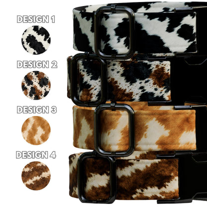 Cow Print Personalized Dog Collar  & Leash Set Custom Trendy Western Puppy Collar (OG-550)