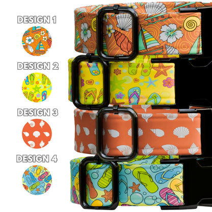 Beach Vibes Personalized Dog Collar & Leash Set Bright Tropical Puppy Collar (OG-551)