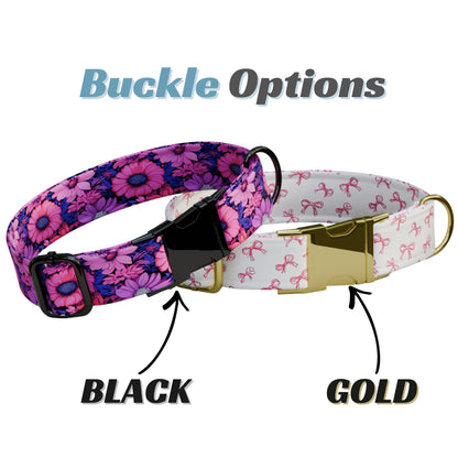 Pretty In Pink Personalized Floral Dog Collar Custom Flower Girly Dog Accessories (OG-502)