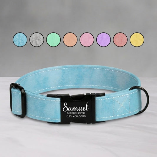Acid Washed Dog Collar & Leash Set Engraved NamePlate Gift for Dog Lover (OG-503)