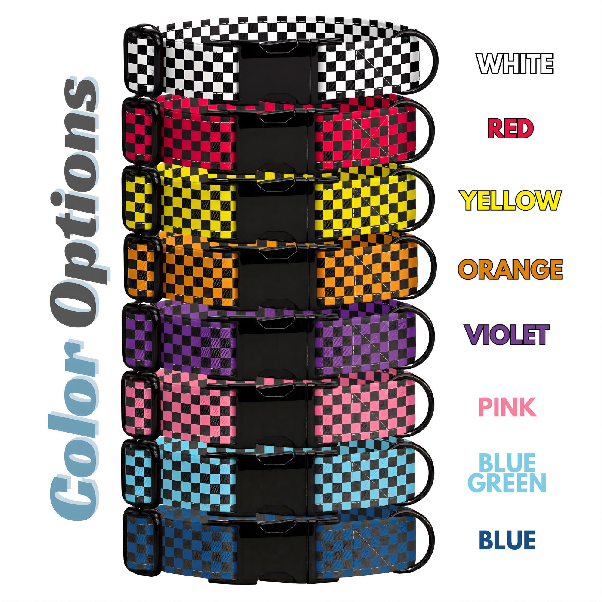 Racing Checkered Flag Personalized Dog Collar & Leash Set