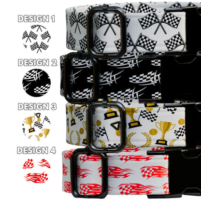 The Spiffy Dog Speedway Series - Checkered Flag & Trophy Edition Custom Racing Dog Collar (OG-505)