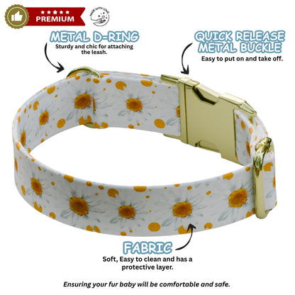 Bright Floral Personalized Dog Collar Custom Name Puppy Collar Colorful Flower Pet ID (OG-510)