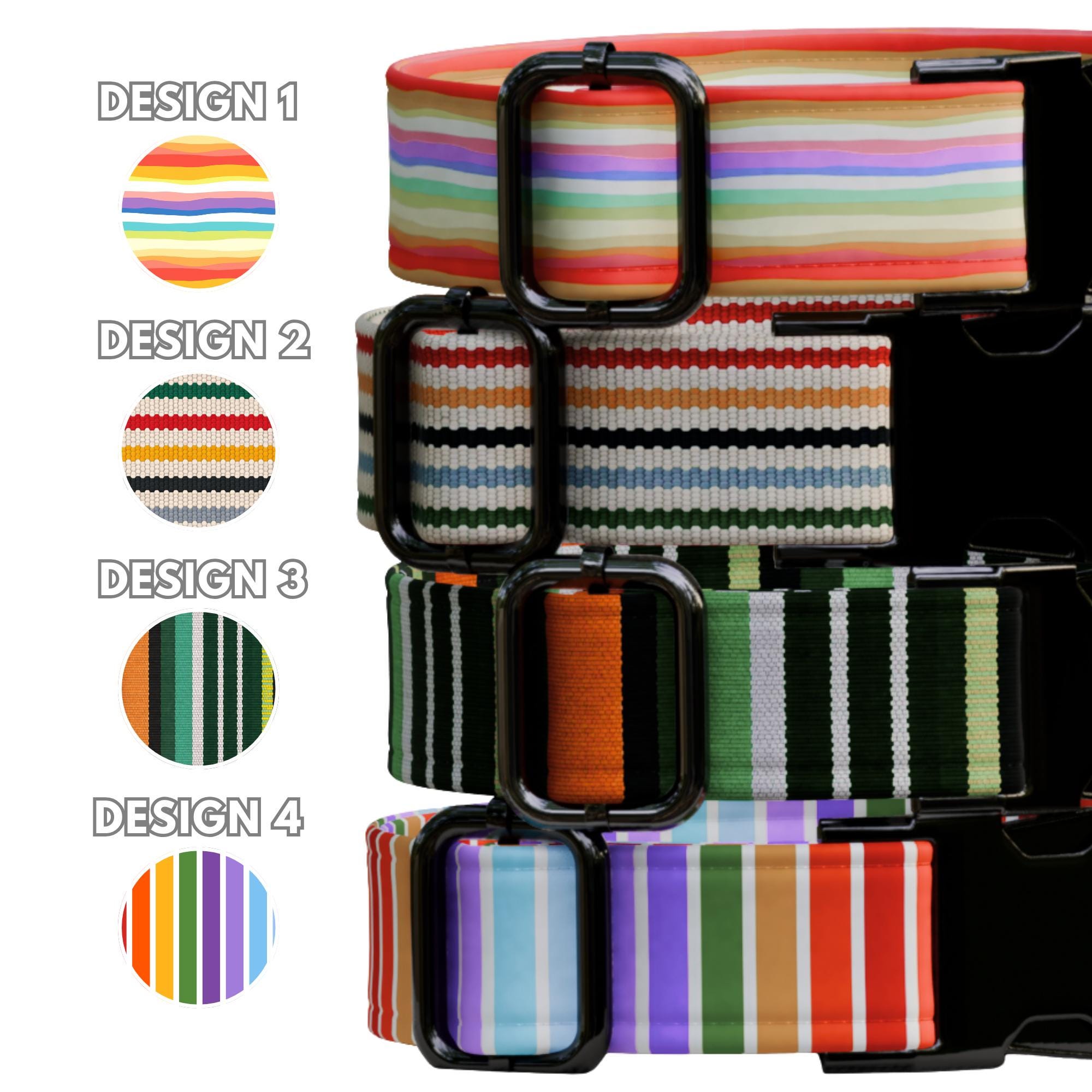 Striped Pattern Personalized Dog Collars & Leash Set