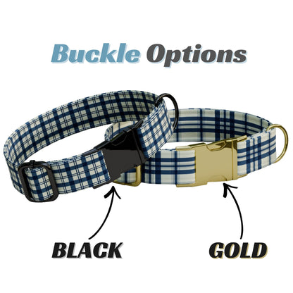 Custom Handmade Dog Collar, Personalized Collar Adjustable Pet Accessory Plaid Design Premium Gift for Male Dogs (OG-557)