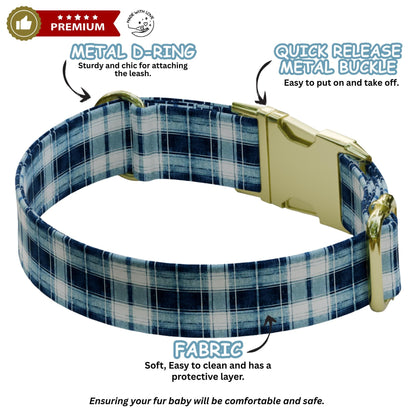 Custom Handmade Dog Collar, Personalized Collar Adjustable Pet Accessory Plaid Design Premium Gift for Male Dogs (OG-557)