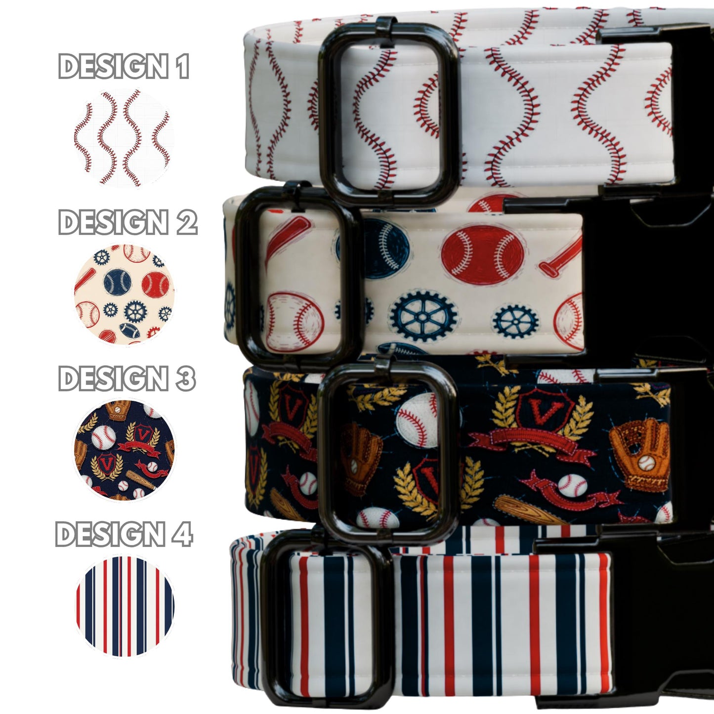 Baseball Personalized Dog Collar & Leash Set Custom Sports Collar Game Day Pet ID (OG-543)
