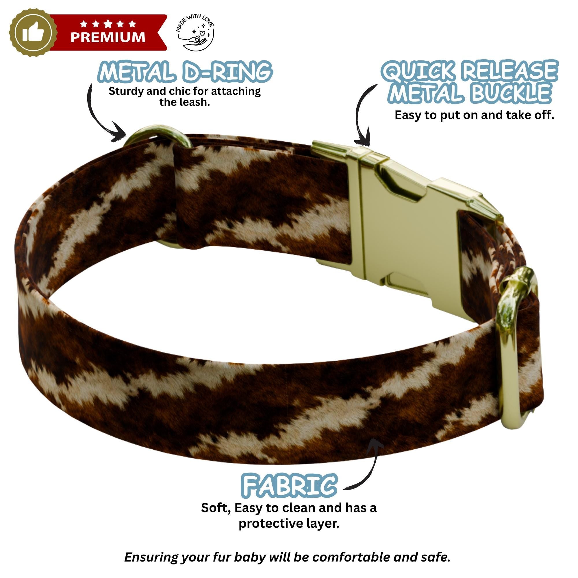 Cow Print Personalized Dog Collar  & Leash Set