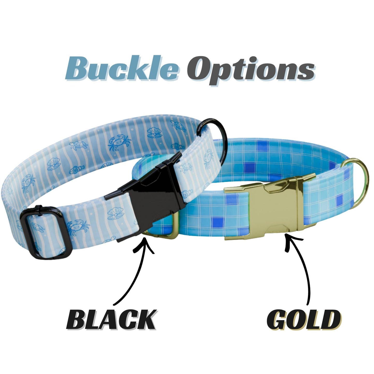 Summer Vibes Dog Collar Personalized Leash Set Beachy Blue Ocean Custom Pet Collar (OG-555)
