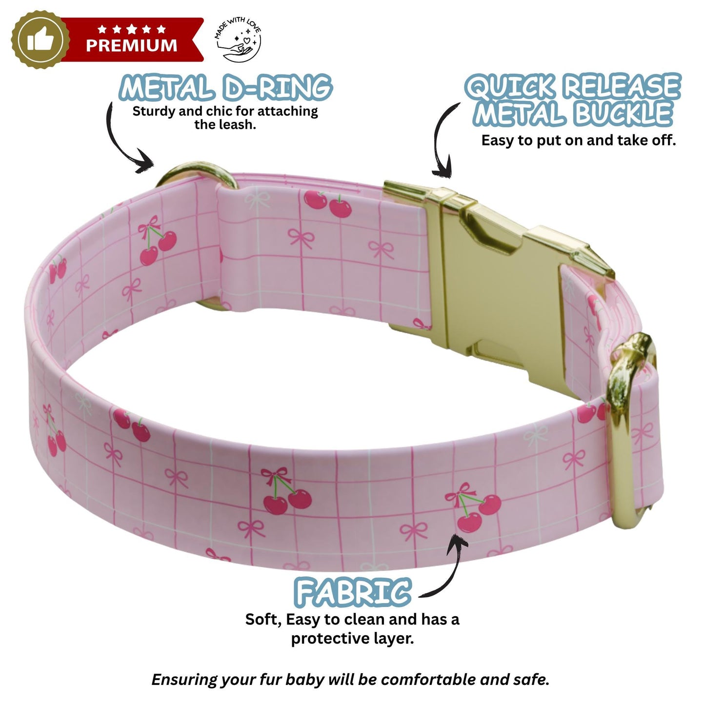Sweet Summer Personalized Dog Collar Checker Print Custom Girly Berry & Pastel Vibes (OG-556)