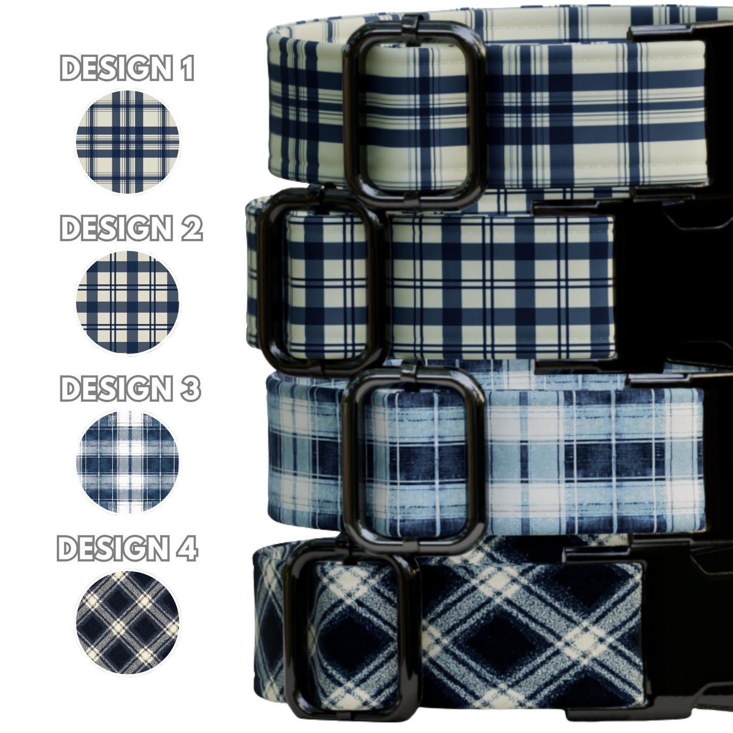 Custom Handmade Dog Collar, Personalized Collar Adjustable Pet Accessory Plaid Design Premium Gift for Male Dogs (OG-557)