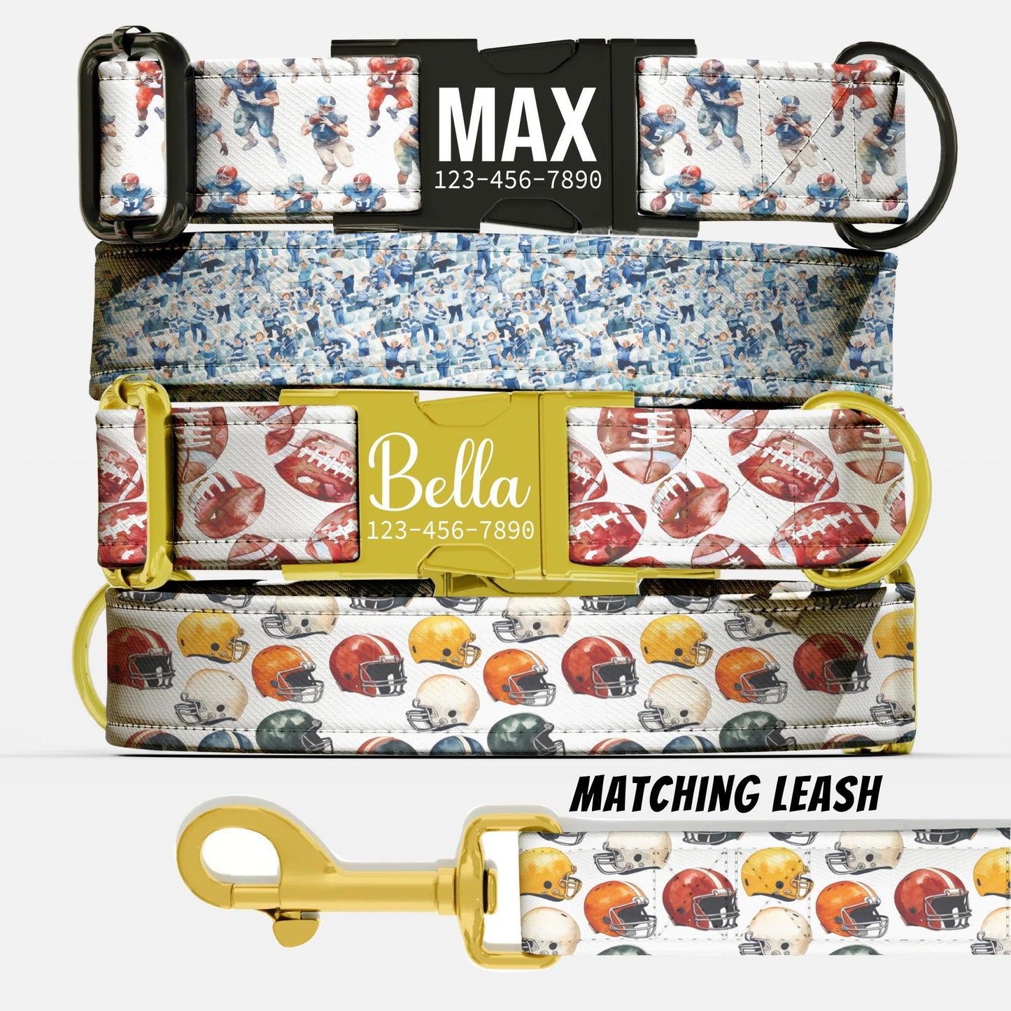 Football Personalized Dog Collar: Custom Sports Tag, Engraved NamePlate Pet Tag (OG-269)