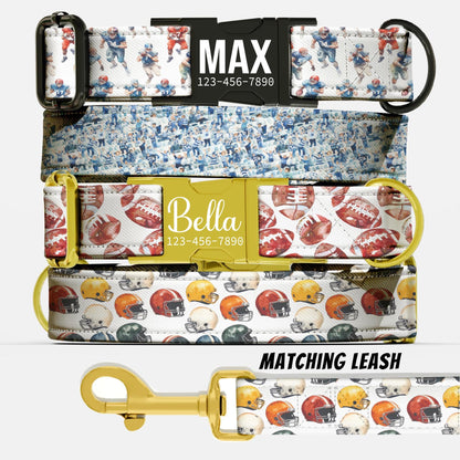 Football Personalized Dog Collar: Custom Sports Tag, Engraved NamePlate Pet Tag (OG-269)