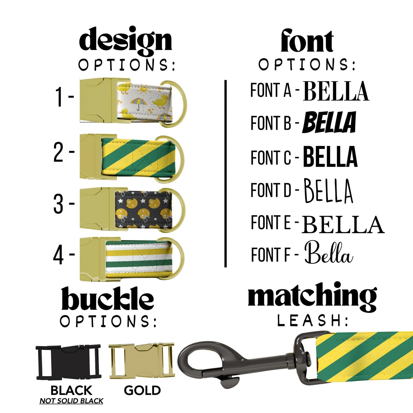 Game Day Collar Green & Yellow Football Dog Collar | Personalized Sports Fan Pet Tag (OG-444)